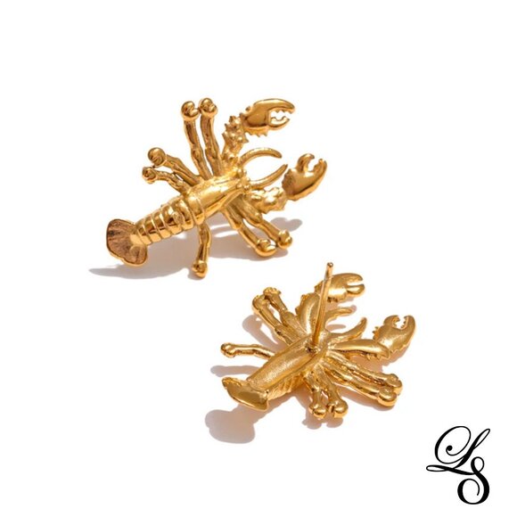 🦞 New 18K Gold Lobster Stud Earrings 🦞 - Picture 4 of 5